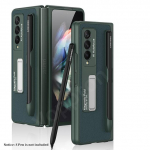Magentic Kickstand s&uuml;sinikkiust tekstuuriga nahast &uuml;mbris Samsung Galaxy Z Fold 3 5g telefoni kaas koos S pliiatsi pesa hoidjaga (Pole pliiatsit ) For Z Fold 3