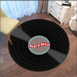 Retro plaadimuusika plaadi muster vaip pehme &uuml;mmargune tekk libisemiskindel matt CD ala vaip elutuba magamistoa sisekujundus ala vaip 60cm