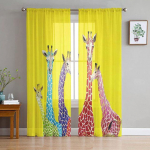 Naljakad kaelkirjak loom valged l&auml;bipaistvad kardinad elutuppa &Scaron;ifoon Voile kardin Magamistoa T&uuml;llkardinad Aknakatted 1 PCS W300XH250cm