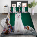 3D Cat seeria voodipesukomplekt loomade teemaseeria tekikattega padjap&uuml;&uuml;r, 2 v&otilde;i 3 mikrokiudkangast AU eriti suur kodukaunistus Baby 100x135cm