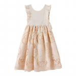 T&uuml;drukute puuvillane linane pitskleit suvine varrukateta beež kleidid lastele Printsess vabaaja moer&otilde;ivad 3-12-aastasele lapsele 4T beež