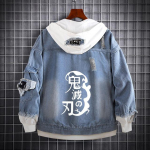 Demon Slayer Kimetsu No Yaiba Fashion Hoodie Teksad Mantel Hashibira Inosuke Cosplay Mehed Naised Kapuutsiga vabaaja jope T&auml;nava stiilis lapilised mantlid M