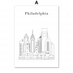 Abstraktne linnajoon Joonista Rooma Dubai New York Toronto seinakunstitr&uuml;kk L&otilde;uendimaal P&otilde;hjamaade plakatikaunistused Elutoa pildid A4 21X30cm No Framed