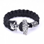 Meeste Vikingi roostevabast terasest kummipea, Thor 'S Hammer vihmavari, k&ouml;iega punutud k&auml;ev&otilde;ru v&auml;litingimustes elluj&auml;&auml;mise k&auml;ev&otilde;ru 23CM