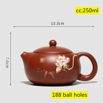 Yixing teekann lilla savi xishi teekann kaunitar k&auml;sitsi valmistatud veekeetja Teekomplekt Ehtne Hiina teen&otilde;u 188 kuuliauguga filter 250ml 250ml