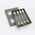 4 tk j&otilde;ulukinke Glod lusika kahvli komplekt P&otilde;dra j&otilde;ulupuu kaunistus magustoit k&uuml;hvel puuvilja kahvel kohvi lusikas s&ouml;&ouml;giriistad