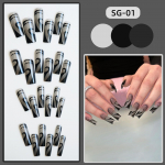 24tk/komplekt Quick Nails Glitter Ripple Manik&uuml;&uuml;r Glitter Long Ballet Fake Nails Veekindlad kantavad valmisk&uuml;&uuml;nekleebised 24pcs/set