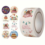 500 kleebist/rullitud s&uuml;nnip&auml;evakleebist, &uuml;mbrik, kingituste pakkimine, paberkandjad, karpide kleebised, pitseerimiskaunistused, 8 erinevat t&uuml;&uuml;pi pitseerimiskleebist 500 stickers/rolls