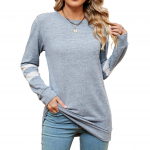 JKAASHDK naiste moe vabaaja v&auml;rviplokiga prinditud kevad-s&uuml;gis pikkade varrukatega O-kaelusega pluusid ja s&auml;rgid S must