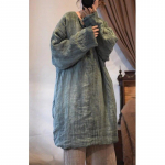 Johnature linane vintage stiilis &uuml;hev&auml;rvilised puuvillased riided naiste talveks pikkade varrukatega avarad puuvillased r&otilde;ivad One Size roheline