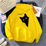 Mj&auml;u Black Cat Unisex kapuutsiga mood lahtised kampsunid Unisex paksud tr&uuml;kised Kvaliteetsed pullover T&auml;navasoojad spordir&otilde;ivad L