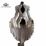 Euroopa Ameerika retrostiilis palee peokleit pitsr&otilde;ivad palee stiilis &otilde;mmeldud krae sarvest varrukatega kleit S valge