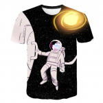Suvine meeste T-s&auml;rk 3D Astronaut Prinditud Cosmos Planet Space Galaxy Laste Kuu Star Sky Topid L&uuml;hikeste varrukatega XS