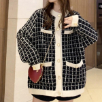 S&uuml;gis 2021 Kampsunjakk Retro S&auml;rk Ruuduline Pikkade varrukatega &Uuml;he n&ouml;&ouml;pidega Ruuduline L&otilde;tv Kudum Cardigan Trendikas Daamid One Size must