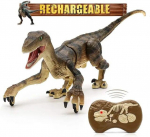 Uus Boysi RC dinosauruste m&auml;nguasi k&otilde;ndiva robotiga dinosauruste m&auml;nguasi tulede ja m&uuml;ristamise simulatsiooniga Velociraptor Jurassic m&auml;nguasi kingitus pruun