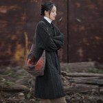 Johnature naiste hiina stiilis linased pargid pikkade varrukatega talvemantlid triibulise n&ouml;&ouml;biga pluss puuvillased lahtised soojad pargid One Size