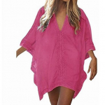 V-kaelusega poolvarrukatega pullover Cover Up, v&auml;rviline pitskleit, &otilde;mblusega ujumisriided, kaetud