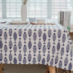 Paks puuvillane linane laudlina Simple Blue Fish Print Cover Jaapani stiilis pestav laudlina pulmade teelauale 60 X 60CM