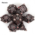 7 tk h&otilde;bepunane metallist t&auml;ring, &otilde;&otilde;nes metallist mitmetahuline t&auml;ringukomplekt, mis sobib rollim&auml;nguks RPG lauam&auml;ngu kaardim&auml;nguks mitmev&auml;rviline