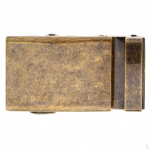 Men' Sliding Buckle Replacement Metal Rectangle Ratchet Belt - Bronze, as described