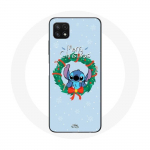 &Uuml;mbris Samsung Galaxy A22 5G Stitch Snow Merry Christmas Blue jaoks