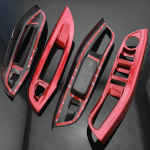 Three styles of ABS Car Window Lifter Panel Frame Decoration Cover Trim Sticker For Ford Focus MK 3 4 MK3 MK4 accessories Lacquer Red black