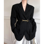 Must avara kost&uuml;&uuml;miga jope naistele Street Style Oversize bleisermantel S must