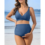 CHARMLEAKS K&otilde;rge v&ouml;&ouml;kohaga rasedate ujumistrikoode bikiinikomplekt V kaelaga rasedate ujumiskost&uuml;&uuml;mid Push Up kaheosalised ujumisriided L