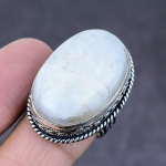 Natural Rainbow Moonstone Gemstone Handmade 925 Sterling Silver Ring Size 9 g2v65