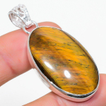 Natural Tiger Eye Gemstone Handmade 925 Sterling Silver Pendant 1.77 w7d91
