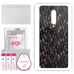 apgo Protective Skin Sticker for the back compatible with OnePlus 7T Pro 5G ML, Wrap Film, Foil, Vinyl - Pattern Carbon Black Pixel