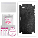 apgo Protective Skin Sticker for the back+sides compatible with Apple iPhone 5s, Full Wrap Film, Foil, Vinyl - Pattern Black Leather
