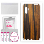 apgo Protective Skin Sticker for the back+sides compatible with Samsung Galaxy Note 10 Plus, Full Wrap Film, Foil, Vinyl - Pattern Tigerwood