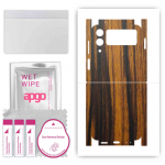 apgo Protective Skin Sticker for the back+sides compatible with Samsung Galaxy Z Flip4, Full Wrap Film, Foil, Vinyl - Pattern Tigerwood