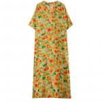 L&uuml;hikeste varrukatega Suures suuruses puuvillane vintage lilleline uus kleit naistele vabaaja avar Maxi pikk suvekleit