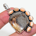 Natural Septerian Stone, Monalisa 925 Sterling Silver Jewelry Pendant 2.36 y7u10