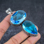Natural Swiss Blue Topaz Gemstone 925 Sterling Silver Jewelry Pendant 3.35 z5s12