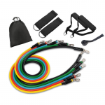 Torukujulised takistuskummide komplekt kinnitatud k&auml;epidemete, ukseankru, kandekoti ja treeningjuhisega