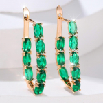 Luksuslikud ovaalsed rohelised tsirkoonist pikad k&otilde;rvar&otilde;ngad v&otilde;lu kullav&auml;rvi t&auml;istsirkoonist klambriga k&otilde;rvar&otilde;ngad pulmaehted kingitused roheline/kuld