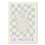 Taani pastellkreeka kujude tr&uuml;kis Esteetiline lillaruuduline s&uuml;da naeratus lillemaal Postive plakat Magamistoa seinakaunistus 21x30cm No Framed