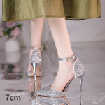 Sandaalid naiste pulmakingad h&otilde;bedased prantsuse stiletto kristallist teravatipuline lukk k&otilde;rgete kontsadega suvel. 34