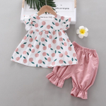 Vest, t&uuml;drukute kaheosaline lasteriiete kost&uuml;&uuml;m l&uuml;hikeste varrukatega 120cm roosa