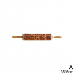 Puidust surutr&uuml;kiga taignarull Fondant koogitaigna k&uuml;psised nuudlik&uuml;psis vintage mustriga graveeritud rull A-35cm