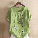 Naiste mood, &uuml;mara kaelusega l&uuml;hikeste varrukatega T-s&auml;rk vabaaja puuvillane linane graafiline s&auml;rk vaba aja veetmiseks lahtised v&otilde;ililleprinditud suvepluusid S roosa