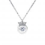 Sterling h&otilde;bedane nutika krooniga kaelakee, pulseeriv s&uuml;damega kerge luksuslik v&auml;hemuse moissaniit, trendikas lihtne rangluu naiste 925