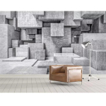 Tapeetseinamaal Geomeetriline Tsementsein Stereo Seinamaal Retro Tsementhall Seinamaal Magamistuba Elutuba 3D Tapeet 200 cm(W) x 140 cm(H) gray