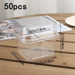 50 tk Ruudukujuline kaanega j&auml;&auml;tisetops, l&auml;bipaistev magustoidutass suveks, puding, pidu, pagari&auml;ri, koogi pakkimine 50pcs