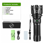 10000LM &uuml;liv&otilde;imas laetav taskulamp Suure v&otilde;imsusega LED-taskulampide taskulamp 2000M pikamaa LED-latern D-5000mAh, box