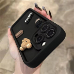 Armas 3D Bear Coffee Cartoon silikoon&uuml;mbris iPhone'ile 16 15 12 11 13 14 Pro Max 7 8 Plus X Xs Xr 15pro 14pro 15plus, pehme matt kate iPhone 13 Pro Max