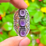 Sage Amethyst Gemstone Handmade 925 Sterling Silver Jewelry Ring Size 10.5 l1o98